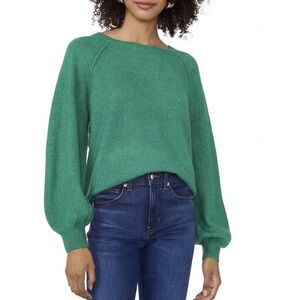 Vince Camuto Elecric green Balloon-Sleeve Crewneck Sweater